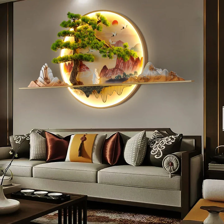 SOFEINA Modern Picture Wall Light LED Chinese Creative Landscape Mural Sconce Lamp For Home Living Room Study Bedroom Decor