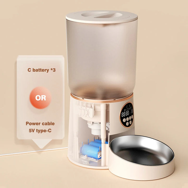 4.2L Automatic Pet Feeder Smart Food Dispenser Timer Stainless Steel Bowl Auto Dog Cat Feeding Supplies