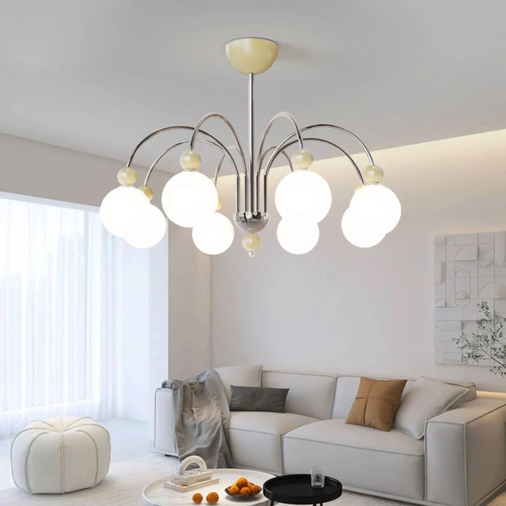 Modern Simple Ceiling Chandelier White Glass Ball for Kitchen Dining Restaurant Table Living Room Decor Bar Indoor LED Lighting