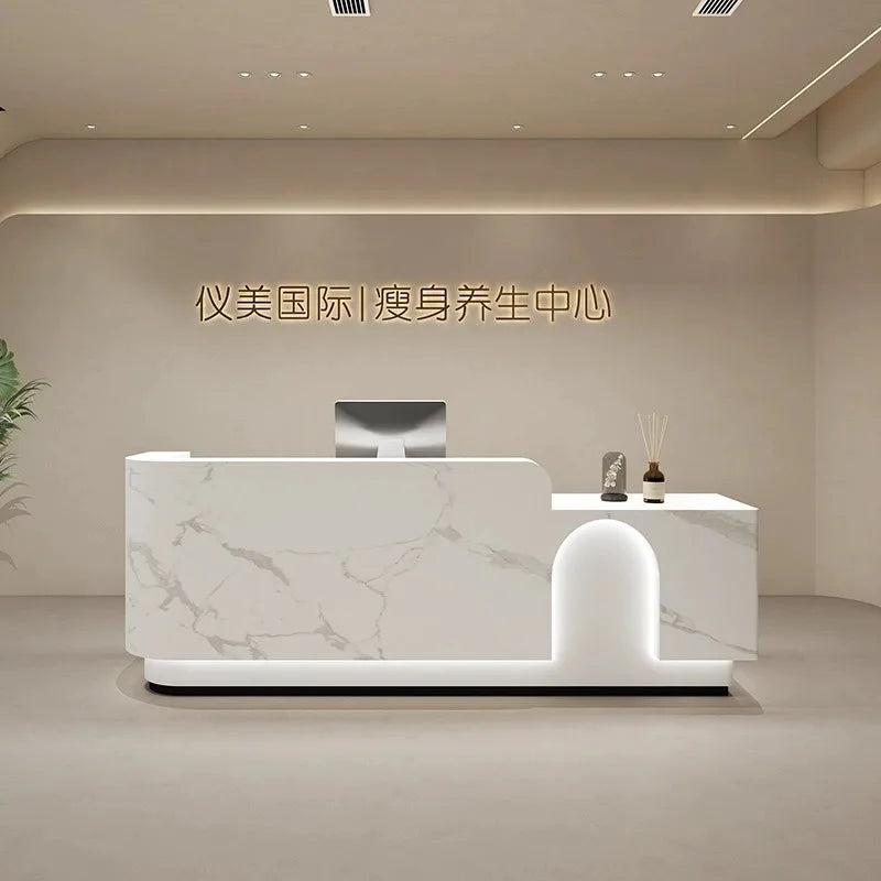 Simple Beauty Salon Cashier Front Desk Company Organization Reception Desk Balcao Para Salao De Beleza Furniture Bar Counter