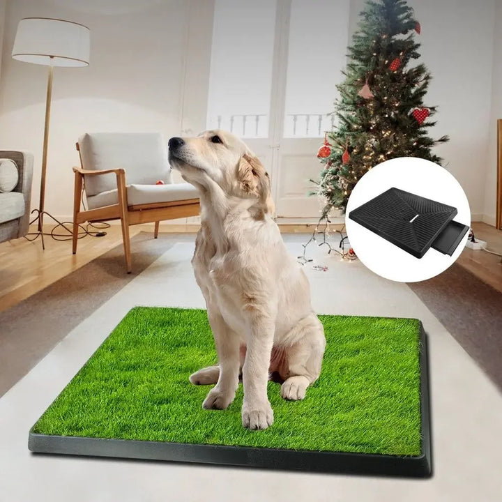 Pet Toilet Litter Box Pad Potty  3 Layer Training Synthetic Grass Mesh Tray for Dogs Indoor Outdoor Use