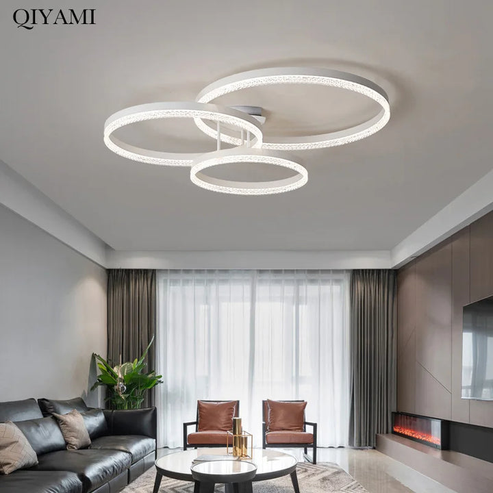 Modern Rings Design Acrylic Ceiling Lights For Parlour Bedroom Kitchen Study Room Indoor Deco Lamps Dimmable Lighting AC90-260V