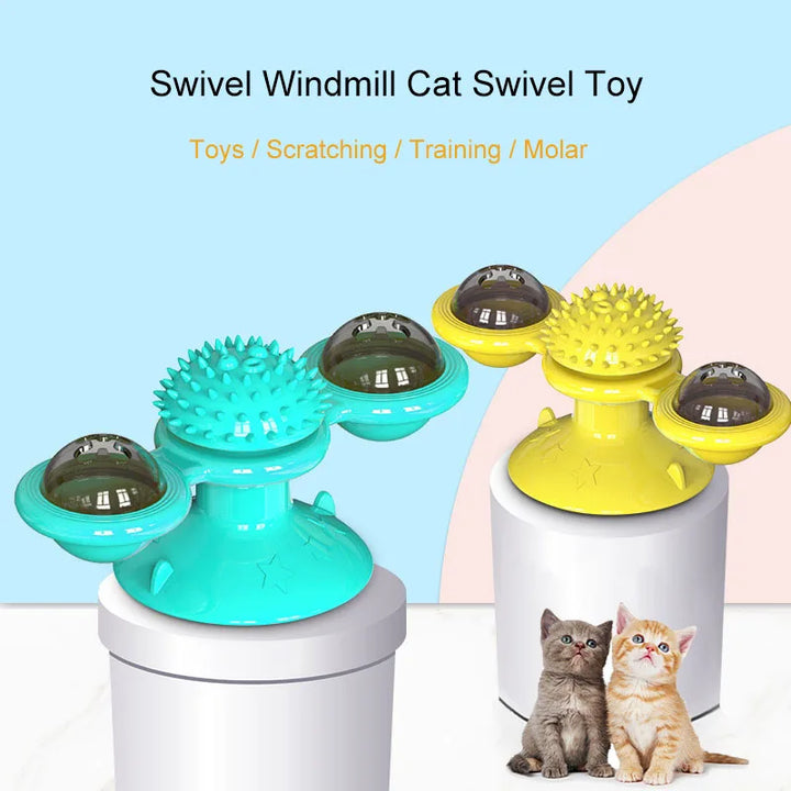 Interactive Windmill Toy for Pet Turntable for Kitten Brush Teeth Training Supplies Pet Accessories Game