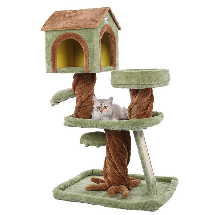 Luxury Pet Cat Tree House Condo Furniture Multi-Layer Cat Tree with Ladder Toy  Scratching Post for Cat Climbing