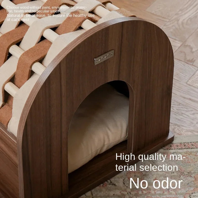 Cat House Modern Style Cattery Completely Closed Kennel All-season Warm Ventilate Supplies Pet House Xyloid Pet Accessories