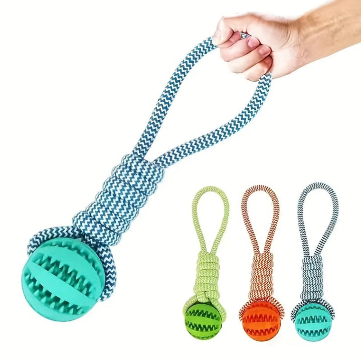 Dog Toys Balls Interactive Treat Rope Rubber Leaking Balls for Small Medium Dogs Chewing Bite Resistant Pet Tooth Cleaning