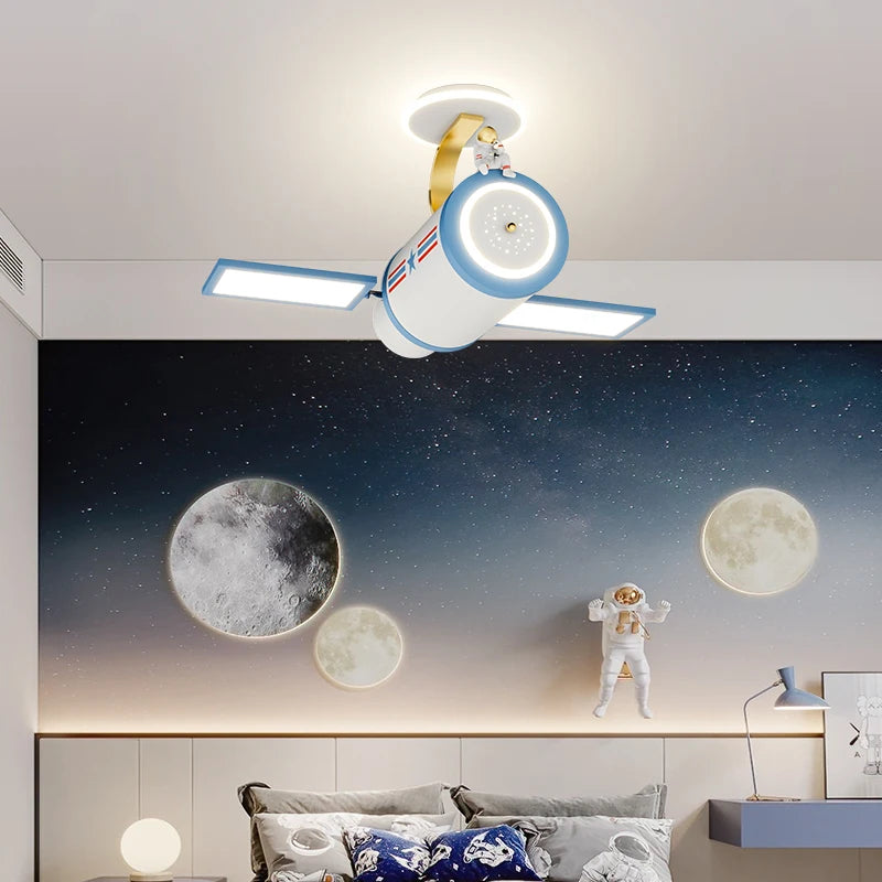 Modern Spacecraft Astronaut Led Ceiling Lamp Indoor Lighting For Kids Bedroom Child Nursery Home Decor Cartoon Boys Light