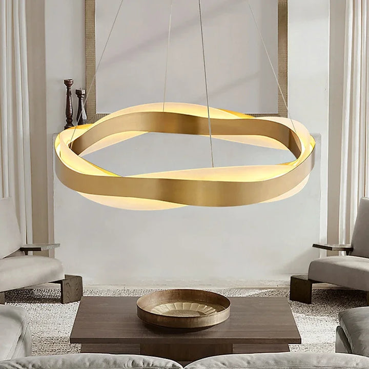 Gold Black Luxury Circle Chandeliers Home Decoration Pendant Light For Living Room Restaurant Hall Acrylic Ceiling  Lamps