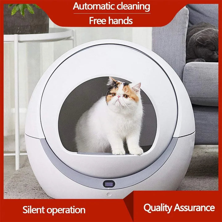 65L Automatic Self Cleaning Cats Sandbox Smart Litter Box Closed Tray Toilet Rotary Training Detachable Bedpan Pets Accessories