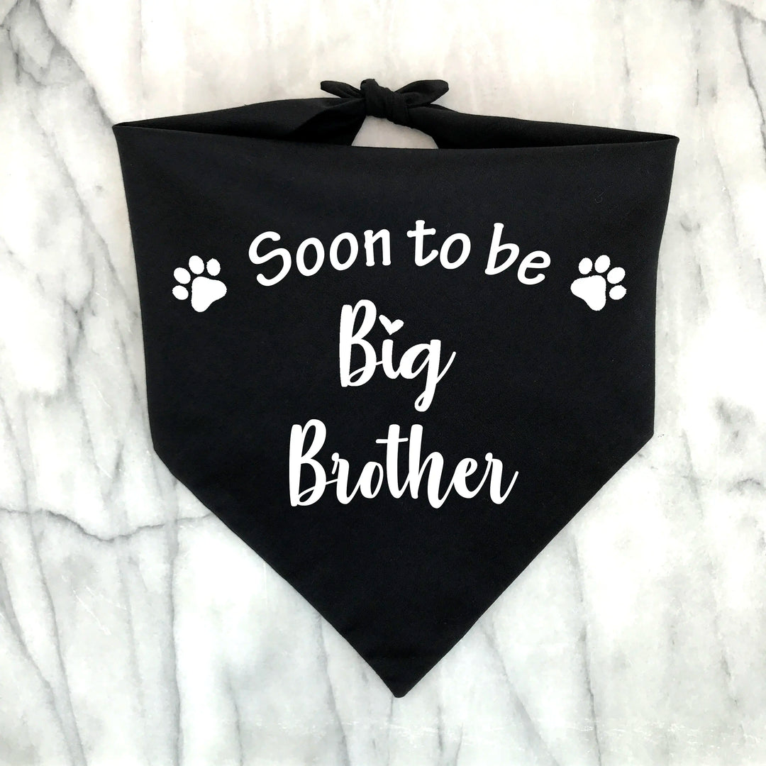 Soon To Be Big Sister Bro Dog Bandana Pregnancy Announcement Photos Shower Gift Gender Reveal Black White Scarf For Pet New Baby