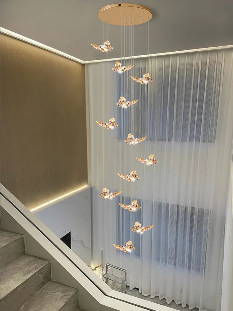 Staircase Butterfly Hanging Lamps Lighting for the Living room will Ceiling Stairs Loft Light Modern Pendant Lamp and Chandelier
