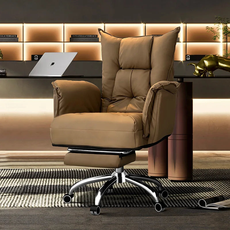 Rolling Comfy Office Chair Comfortable Floor Rolling Mobile Office Chairs Desk Leather Cadeira De Escritorios Rome Furniture