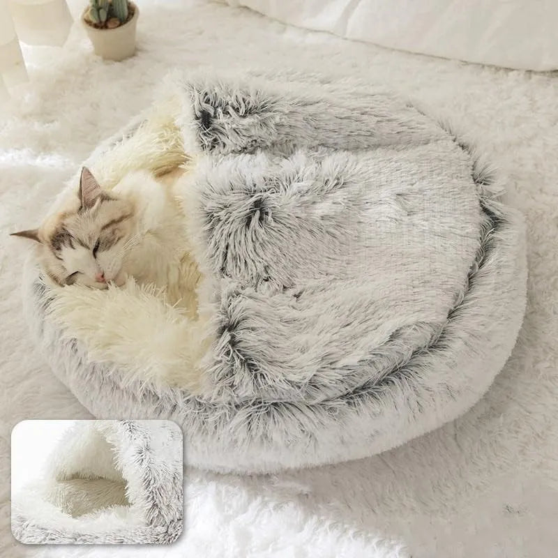 Calming Dog Bed Cat Bed with Snuggle Spot Plush Puppy Cave Bed | Fluffy Small Dog Bed Indoor Donut Cat Sleeping Bag | Light Weight Washable Pet Bed Cushion