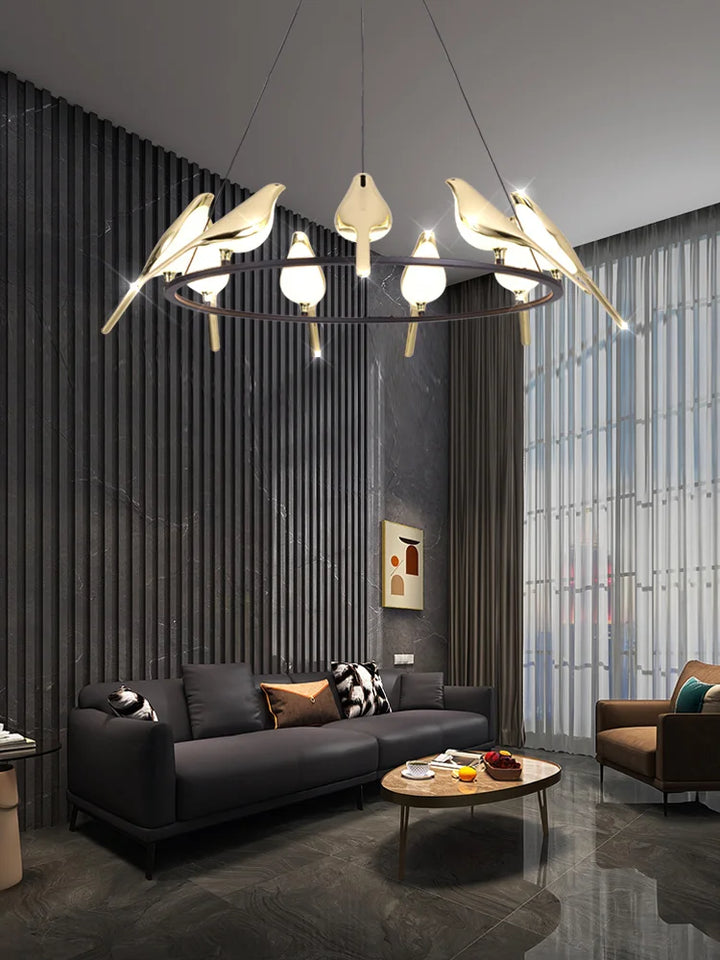 Modern Bird Living Room Chandelier Led Lighting Post-modern 6 Light Creative Bedroom Dining Kitchen Hanging Lamps Black lamp