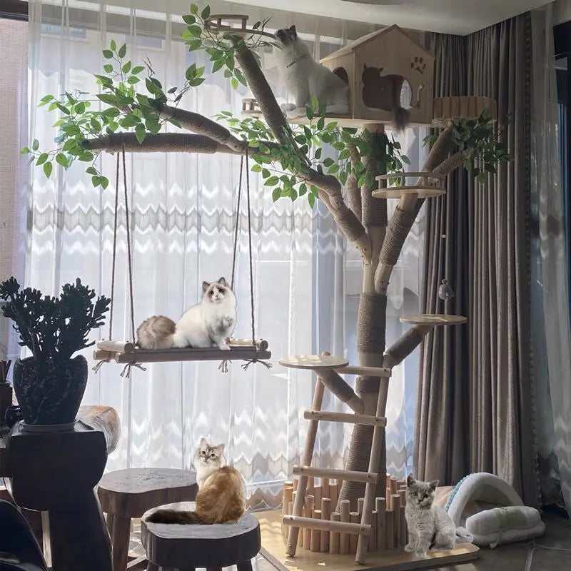 Indoor Simulation Tree for Cat, Large Family Climbing Frame, Pet Training Supplies, Tower Scrapers for Cats, Pet Accessories