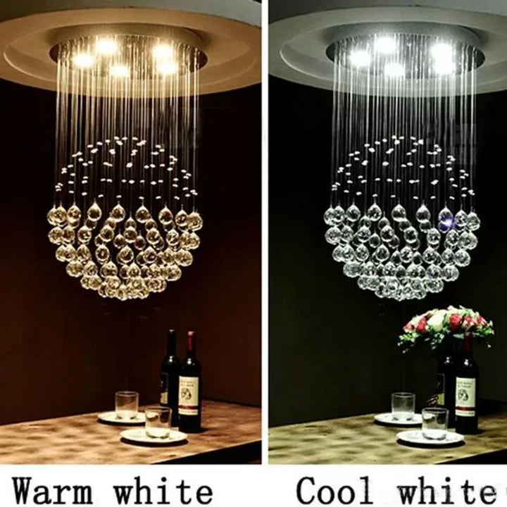 Round Crystal Ceiling Chandelier For Living Dining Room Bedroom Ball Design Lamp Led Cristal Lustre New Home Decor Light Fixture