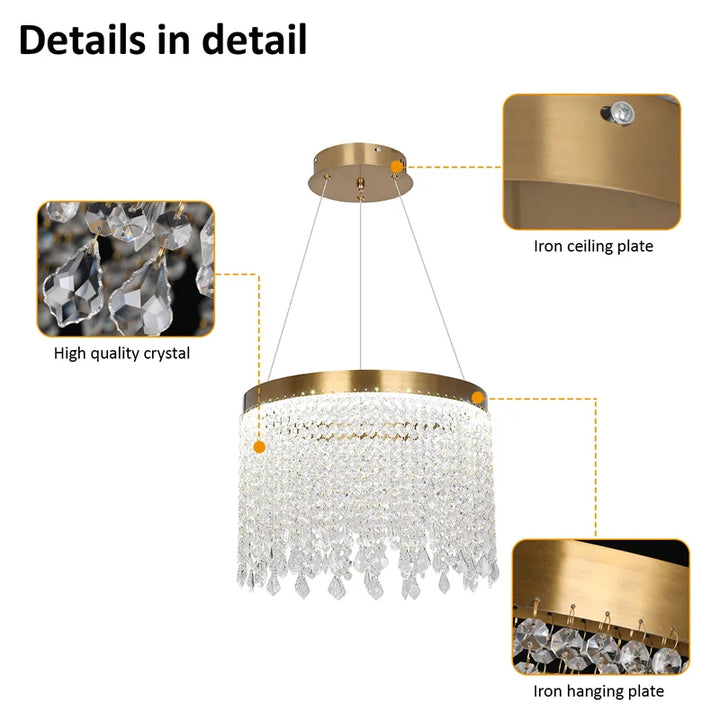 Modern K9 Crystal Luxury Chandeliers Ceiling Recessed Lumiere Chambre Kitchen Living Room Home Decor Plafonier Hanging Lighting