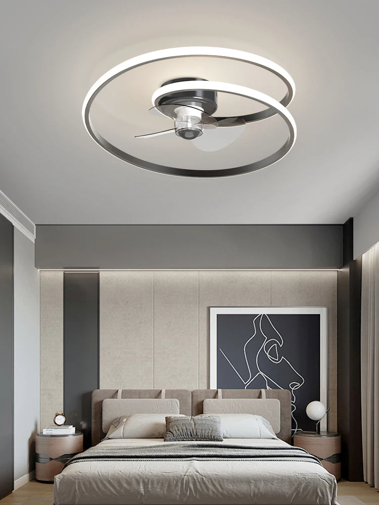 Nordic Living Room Ceiling Fan Light Minimalist White Ring Home Dining Room Bedroom Led Ceiling Fan Light