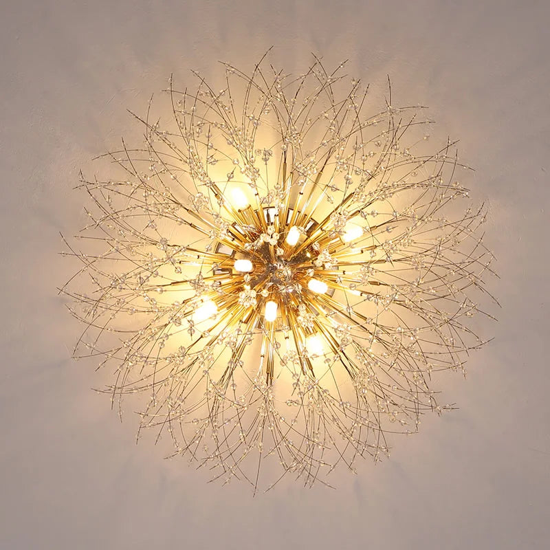 Modern Dandelion LED Ceiling Lights Creative Crystal Chandelier Ceiling Lamp Romantic Living Room Bedroom Lampara techo Lighting