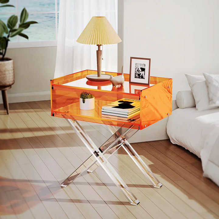 Storage Nordic Nightstand Table Transparent Item Kids Narrow Night Stand Trendy Shelves Szafki Nocne Furniture For Bedroom