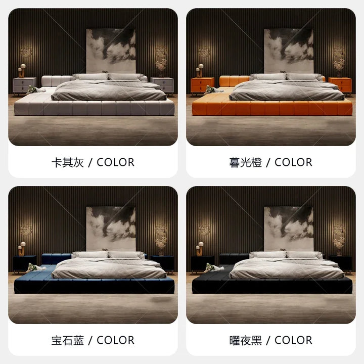 extremely Italian simple leather bed light extravagant simple master bedroom landing bed Japanese-style dwarf bed