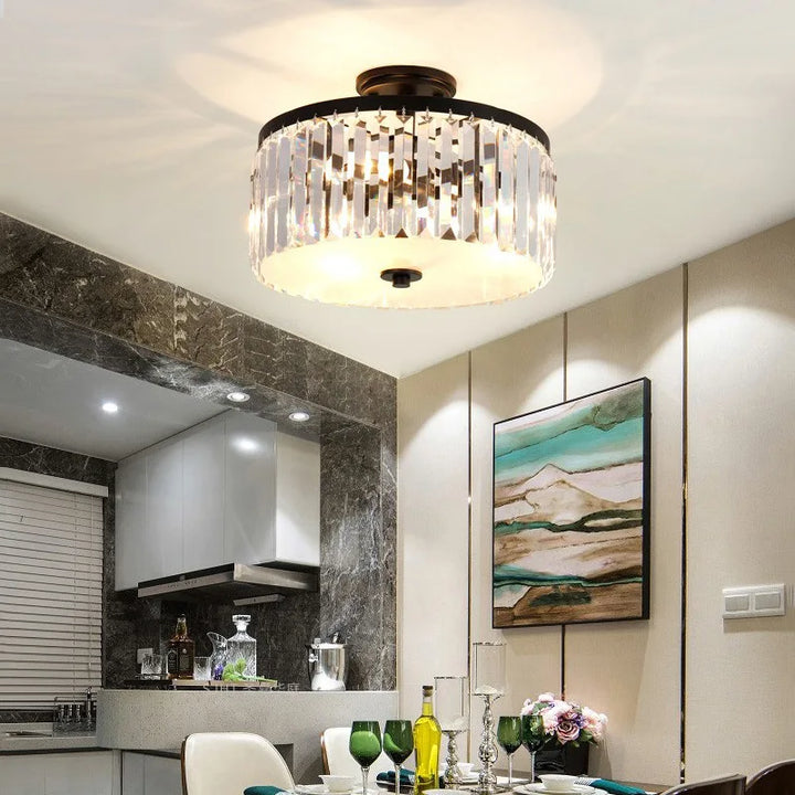 American post-modern creative round crystal LED ceiling light hall master bedroom cloakroom light luxury lamps