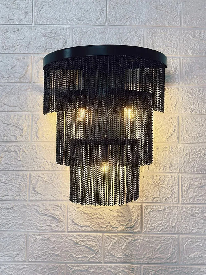 Modern Black Tassel Wall Sconce Lamp Led Home Decoration TV Background Light fixture for Villa Hotel