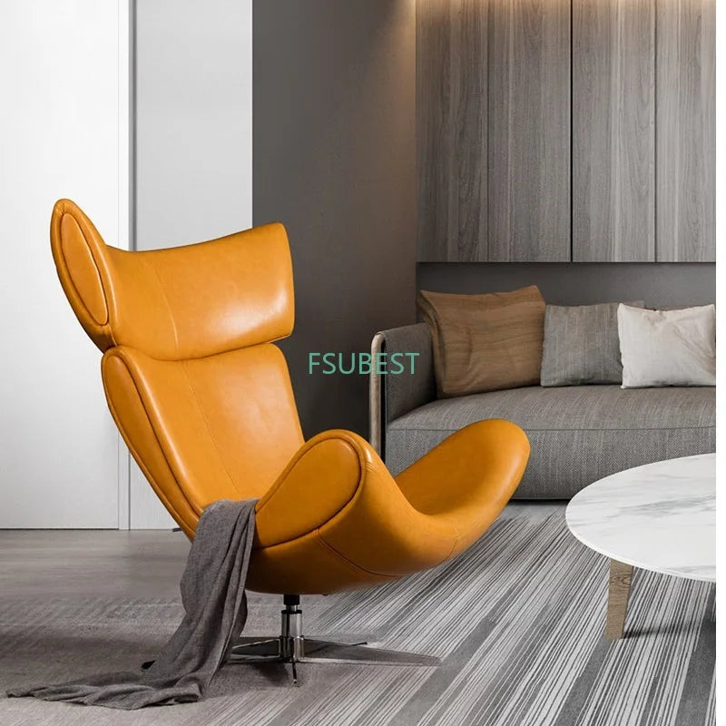 U-BEST European home bedroom leather stainless steel furniture lazy upholstered accent chair Imola chair recliner chair