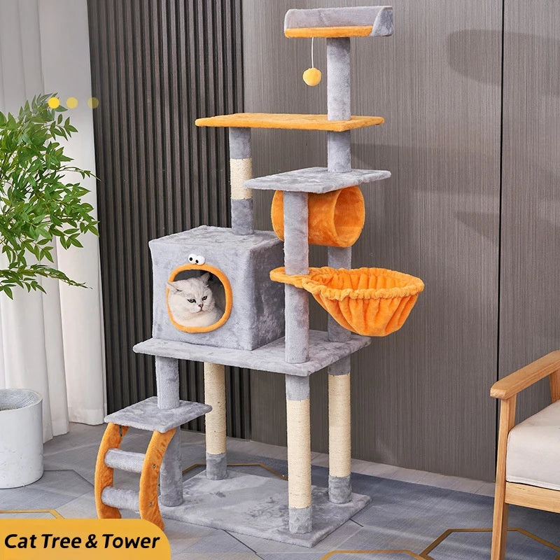 Pet Cat Toys Multi-layer Cat Tree Tower House With Ladder And Sisal Rope Cat Scratching Posts for Cat Climbing Playing Sleeping