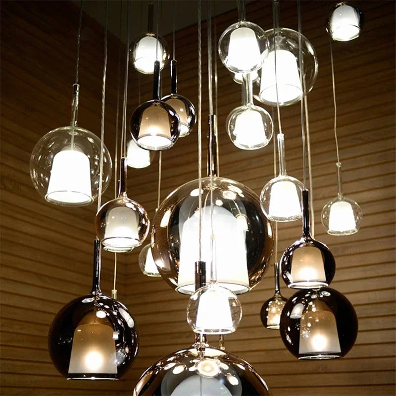 Nordic E27 Simple Chandeliers Glass Lampshade Coffee Hanging Lamp For Ceiling Living Room Bedroom Pendant Lamp Home Decor Light