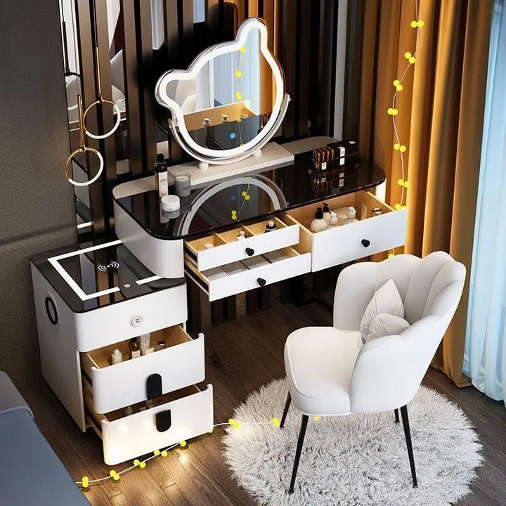 Girls Vanity Dressing Table Bedroom Desk Computer Mirror Dressing Table Storage Drawers Vanitty Tocador Home Furniture LJ50DT