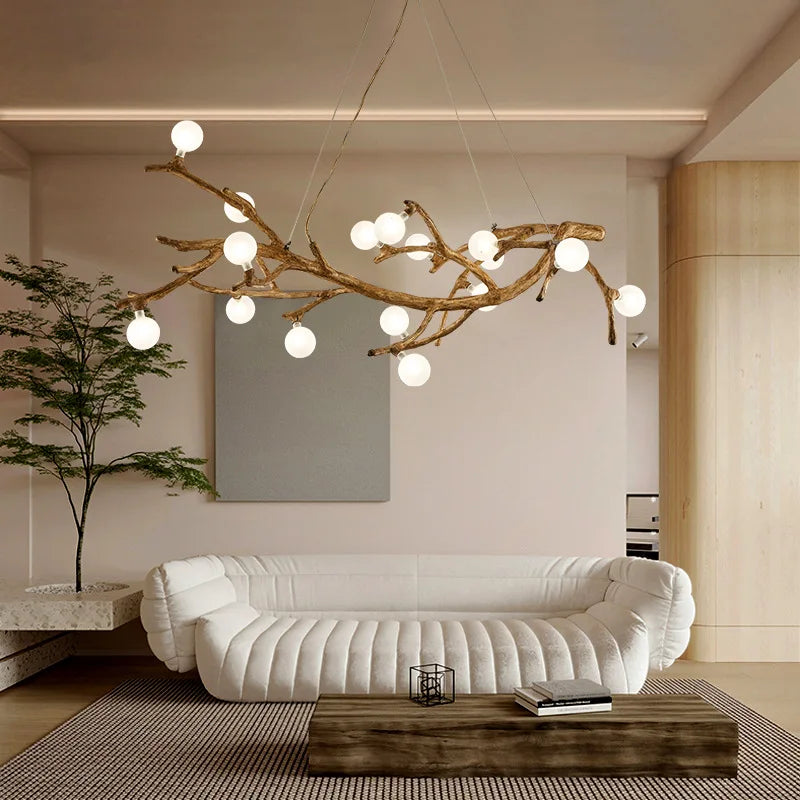 Retro Nordic Wood Twigs LED Chandelier For Dining Room Kitchen Living  Bedroom Ceiling Pendant Lamp G4 Design Hanging Light