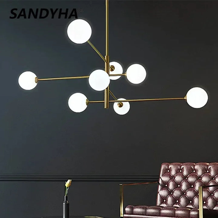 SANDYHA Home Decor Magic Beans Simple Led Ceiling Chandeliers Design Luxe Pendant Lamp Lighting Bedroom Table Dining Living Room