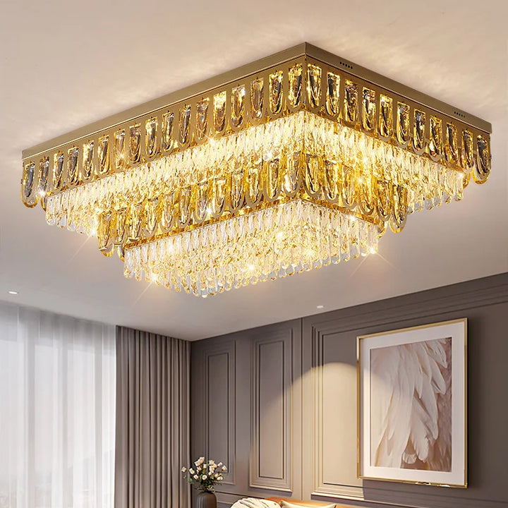 Modern Home Decor 2024 Ceiling Lamps Gold Large Crystal Ceiling Light Luxury Chandeliers LED Lustres for Living Room