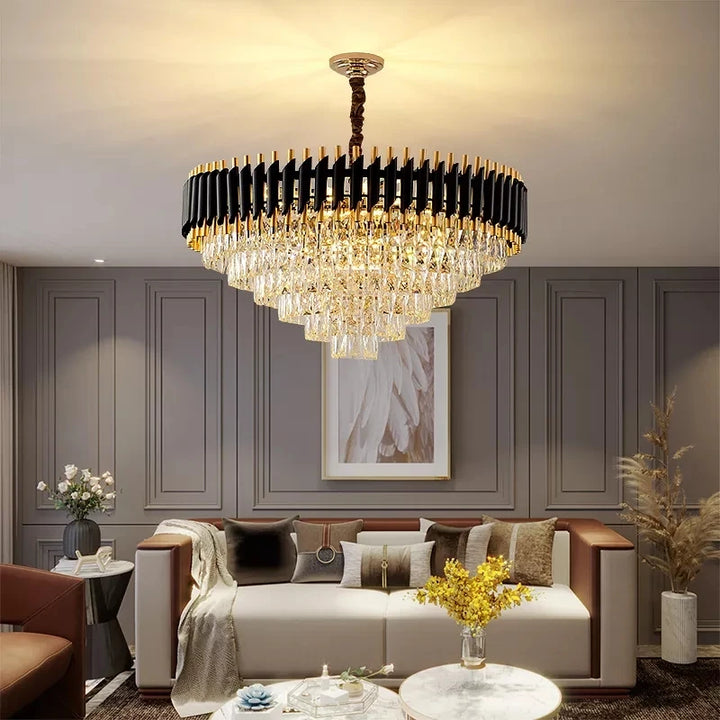 Modern Luxury Crystal Chandeliers for Living Room Dining Room Black Led Chandelier Indoor Lighting Pendant Lights Hanglamp