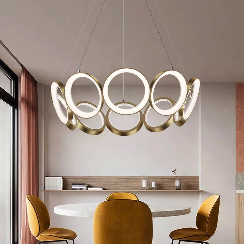 Simple Rings LED Chandelier Luxury Design Chandelier Living Room Decoration Replica Lamp Designer Suspension Light Fixtures