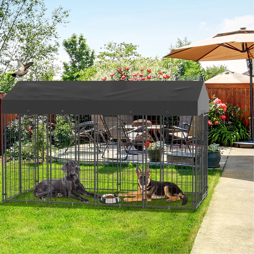 Large Outdoor Dog Kennel with Waterproof  Canopy Cover