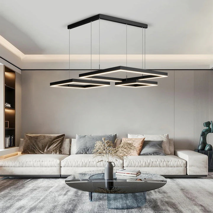 Luxury Square Ceiling Character Brushed Stainless Steel Chandelier Nordic Style High End Dining Room And Bedroom Lighting