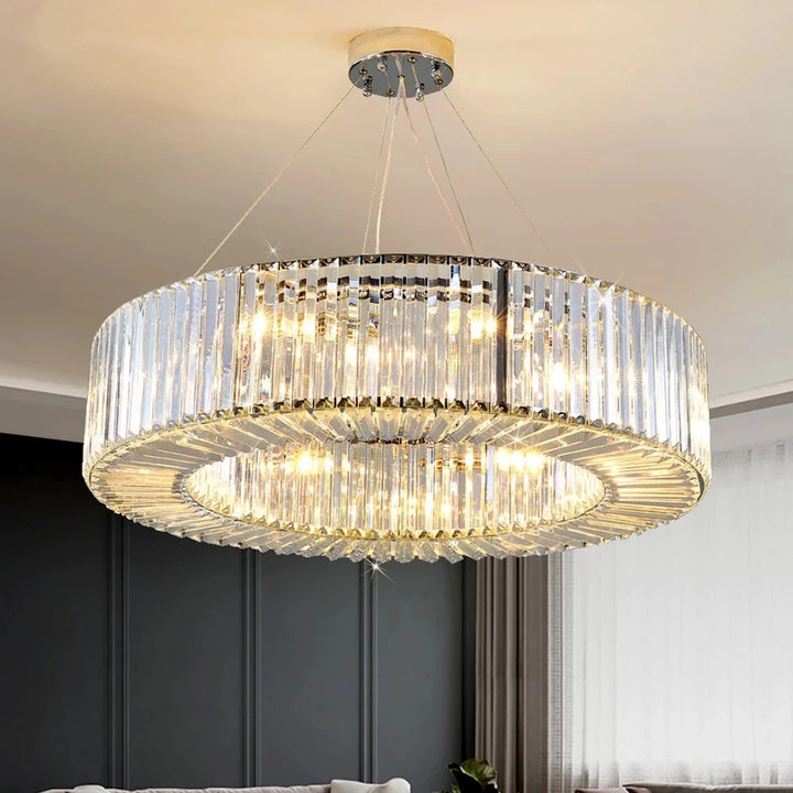 Luxury Crystal Led Chandelier Living Room Silver Gold Hanging Lamp Creative Design Bedroom Pendant Lights Fixture Round Lustre