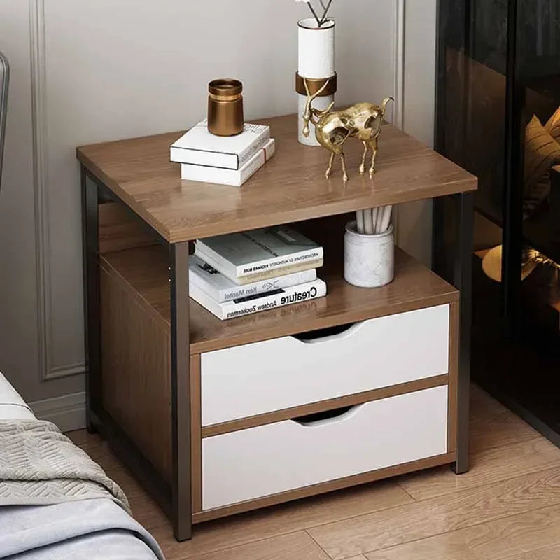 Organzizer Nordic Nightstand White Luxury Ornaments Floor Bedside Table Library Aesthetic Mesita De Noche Dormitorio Furniture