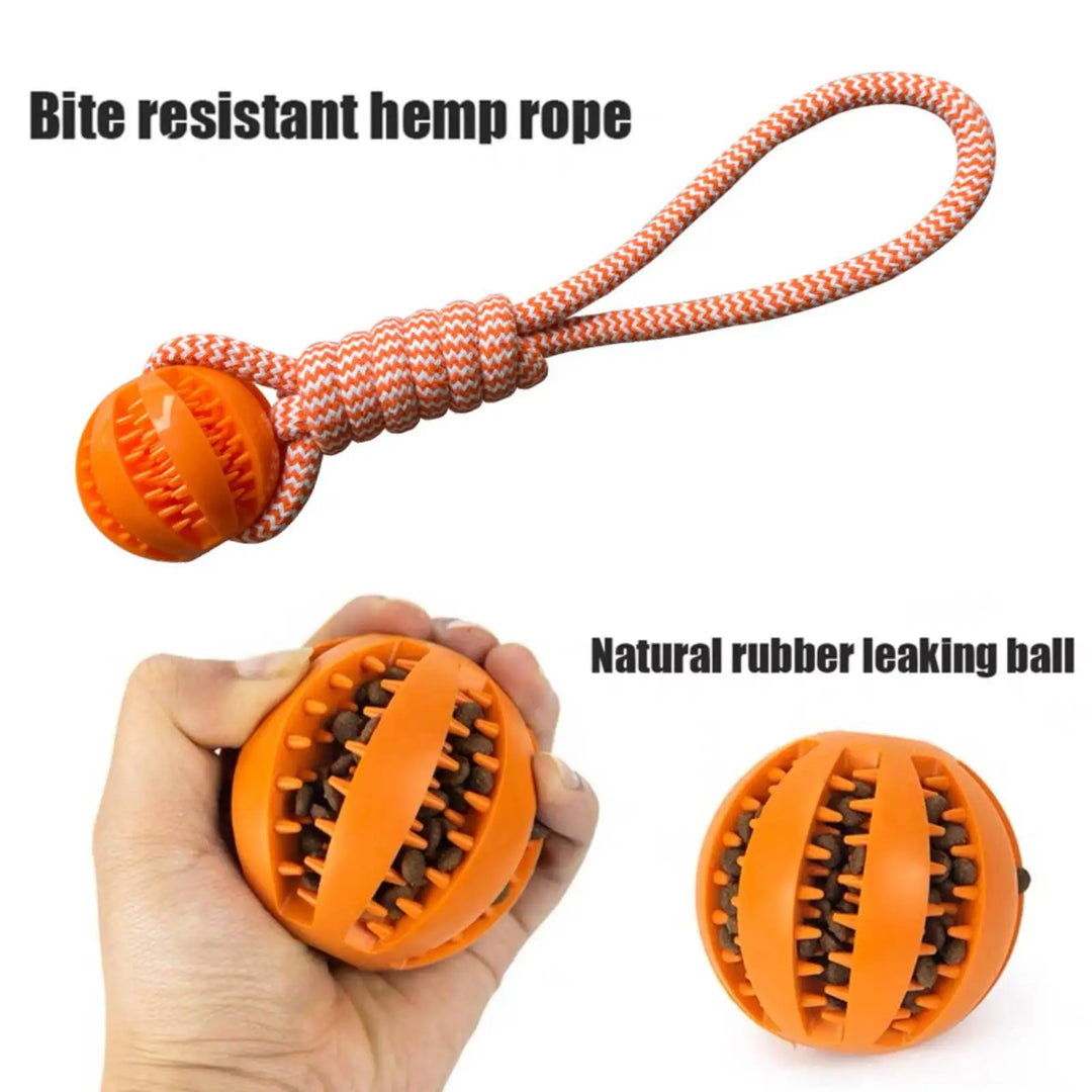 Dog Toys Balls Interactive Treat Rope Rubber Leaking Balls for Small Medium Dogs Chewing Bite Resistant Pet Tooth Cleaning