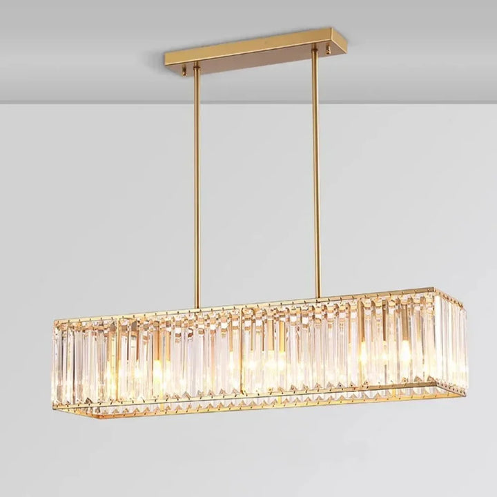 Modern Glass Tube Rectangular LED Chandelier Light Stylish American Hanging Lamp for Dinning Room Glass Crystal Hanging Light