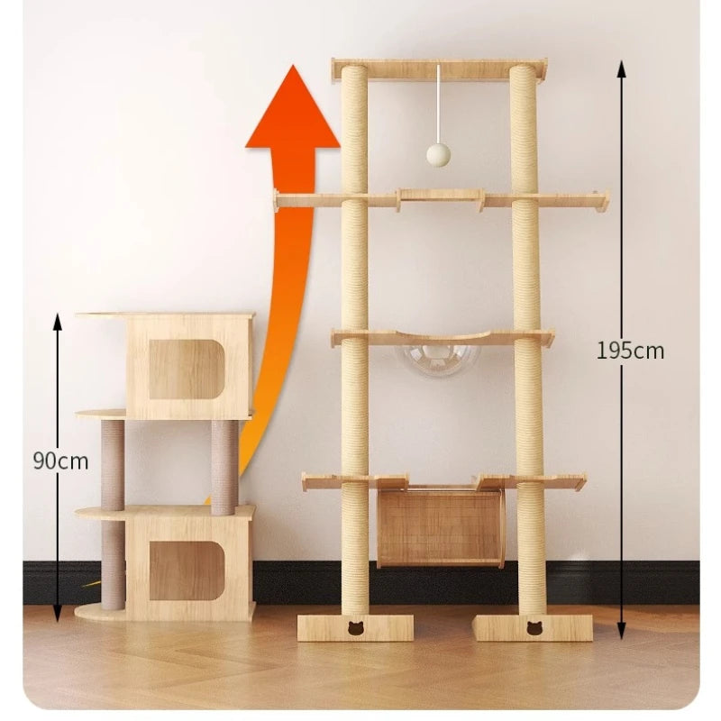 Luxury Large Cat Trees & Towers Wood Scratching Post for Cat Toys Gym Hiding House Sleeping Pad Cooling Pad Pets Stuff Products