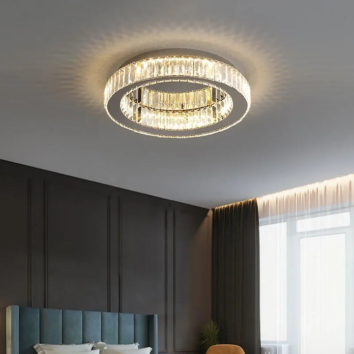 Light Luxury Round LED Crystal Ceiling Lamp Simple Modern Living Room Bedroom Dining Room Interior Lighting Fixtures Creative