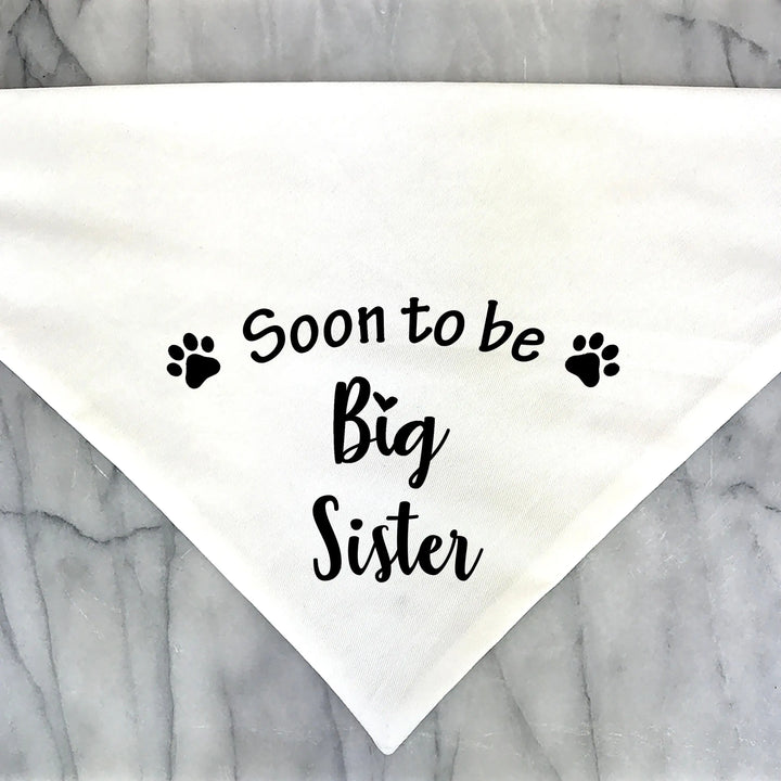 Soon To Be Big Sister Bro Dog Bandana Pregnancy Announcement Photos Shower Gift Gender Reveal Black White Scarf For Pet New Baby