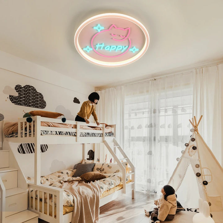 Modern Led Ceiling Lights for Children for Kids Baby Room Cartoon Ceiling Lamp Pink Cat Bedroom Creativity Stars sky Indoor Deco