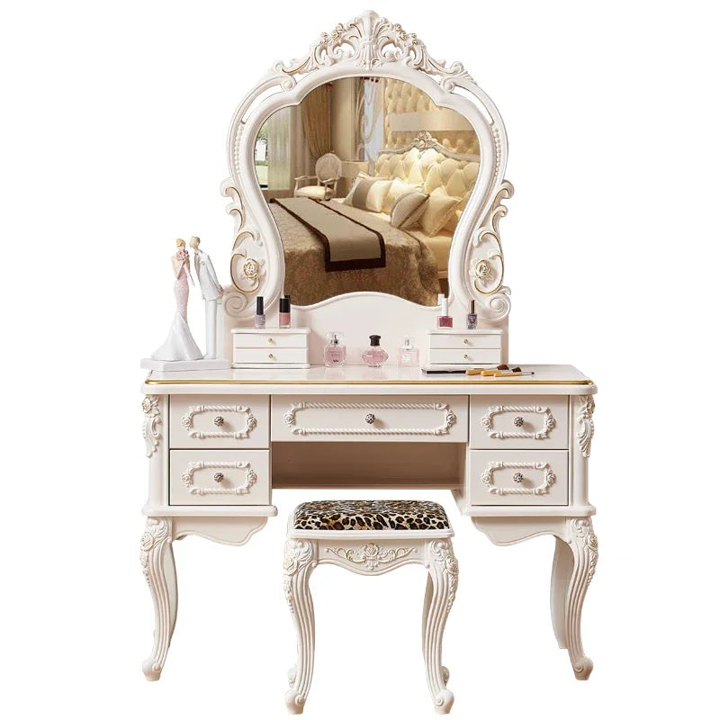 Nordic Gold Dressing Tables Makeup Drawer European Storage Dressing Table Led Lights Bedroom Tocador Maquillaje Furnitures