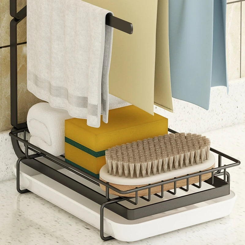 Kitchen Draining rack Stainless Kitchen Sink Sponge Holder To Store Detergent Cleaning SuppliesEasy installation Space-saving