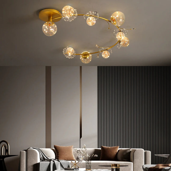 LED Chandelier For Living Room Bedroom Dining Room Kitchen Ceiling Lamp Modern Style Design Gold Crystal Glass Ball Star Light