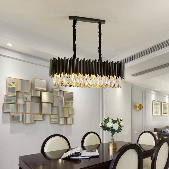 Nordic LED Luxury Round Crystal Chandeliers Black Gold Hanging Pendant Lighting Living Dining Room Bedroom Hotel Decor Lustre